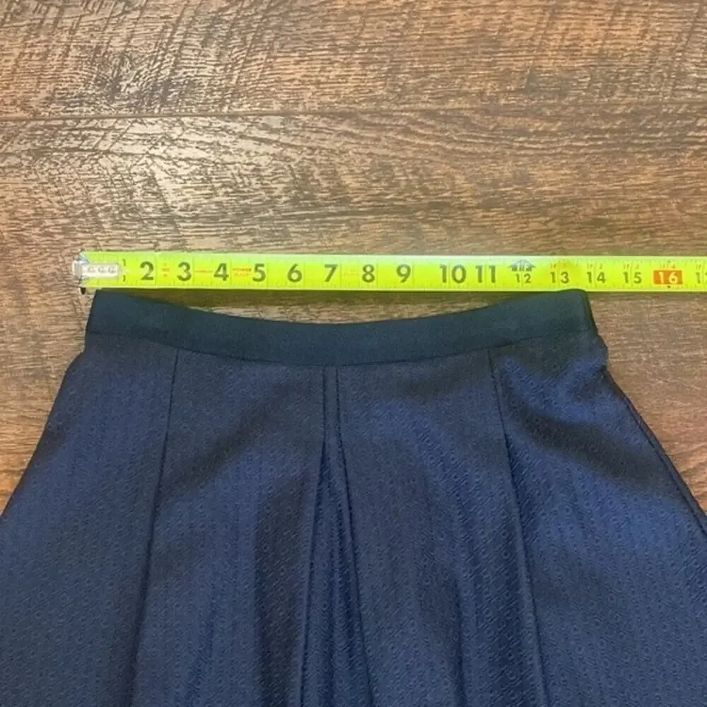 Anthropologie Beatrice B Skirt Pleated Navy Schoolgirl Made in Italy Knee Length